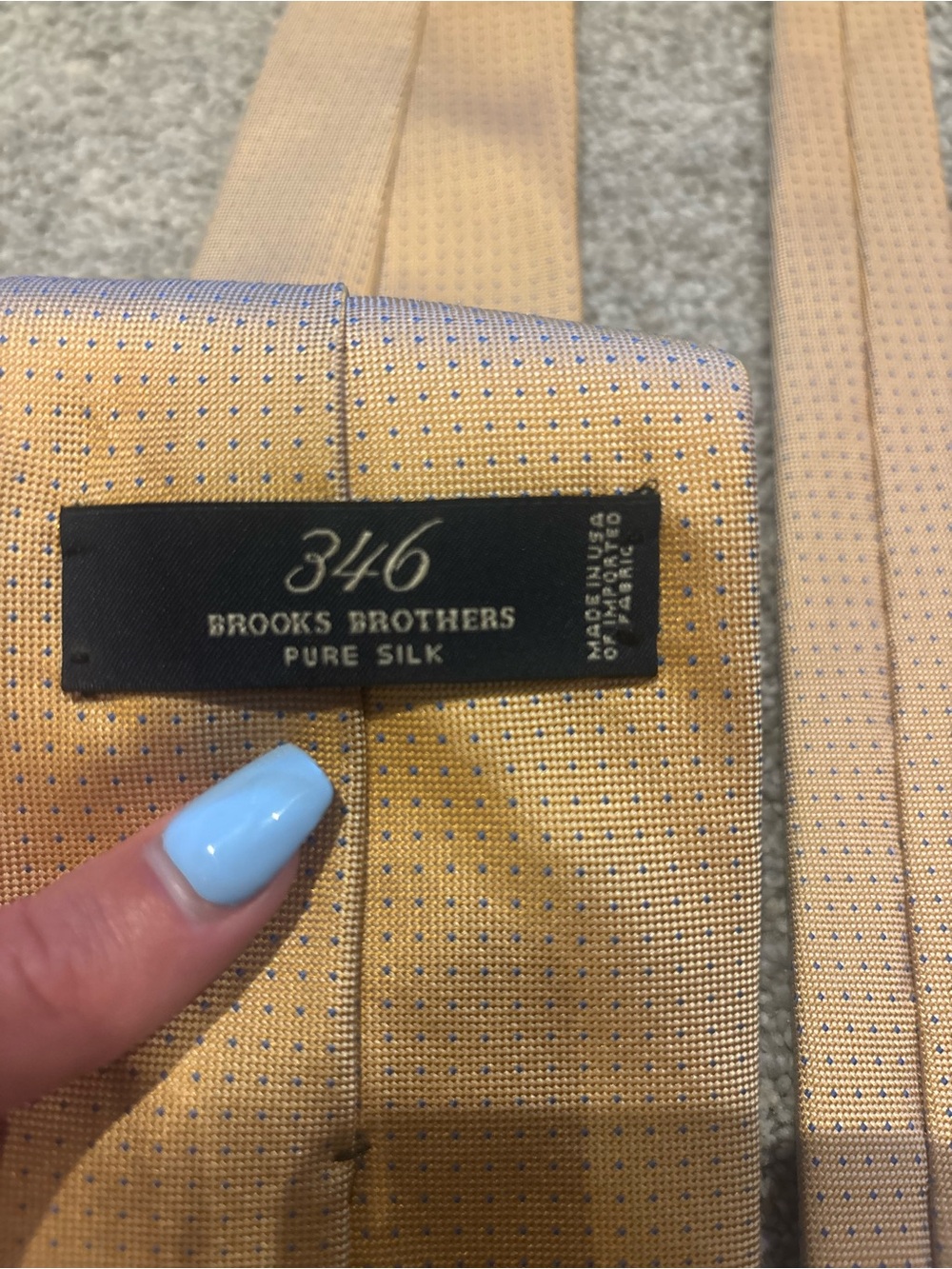 Brooks Brothers Yellow Silk Tie with Blue Microdots
